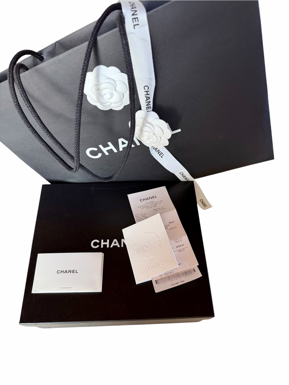CHANEL Black and White Branded Box with Camellia Detail - Picture 1 of 14